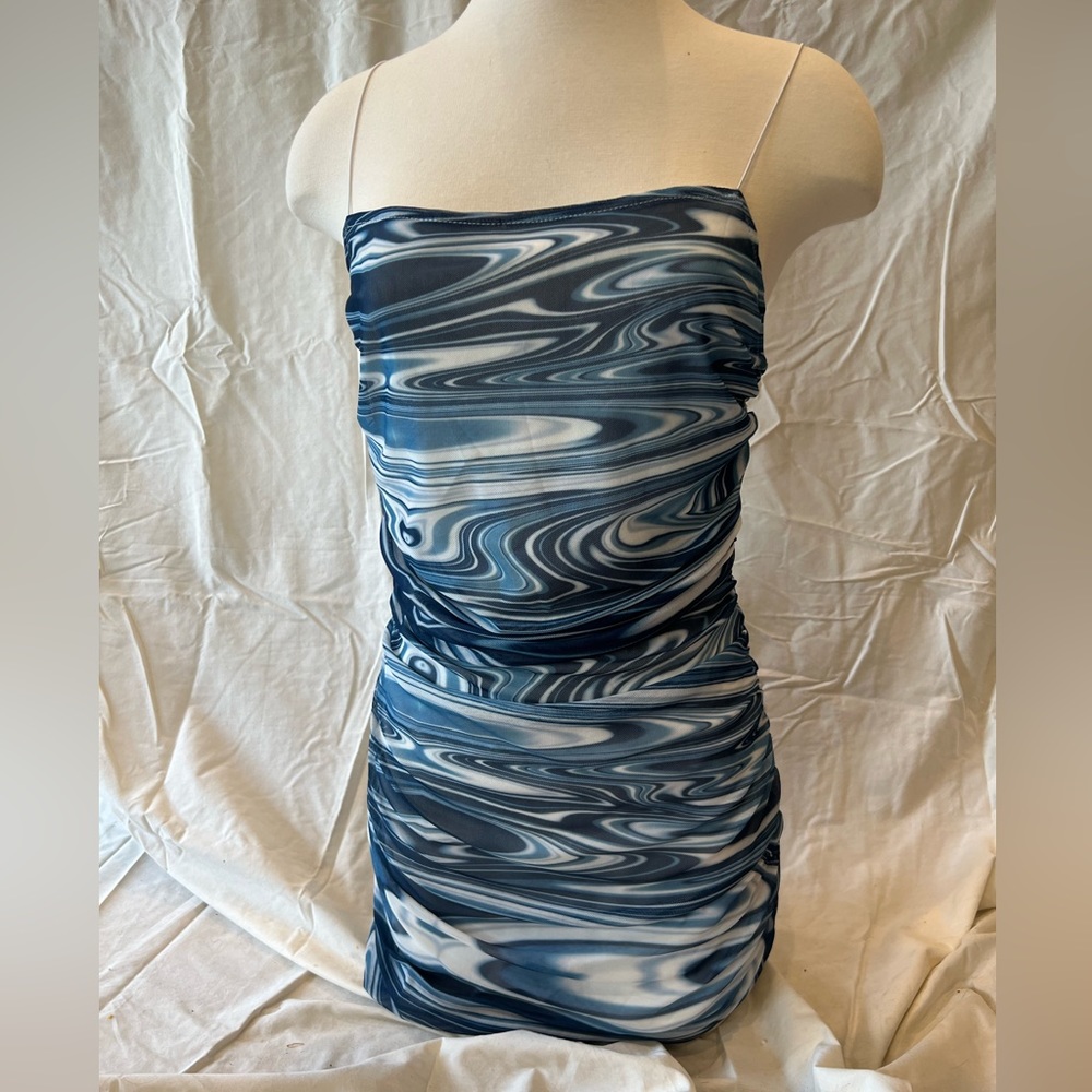 Et Clet blue and white bodycon mini